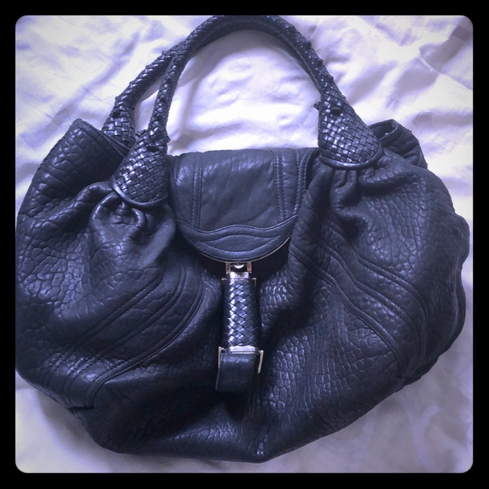 Fendi leather shoulder purse tote